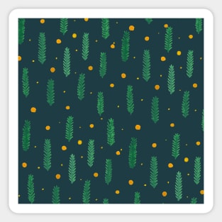 Christmas branches and dots - green and yellow Sticker